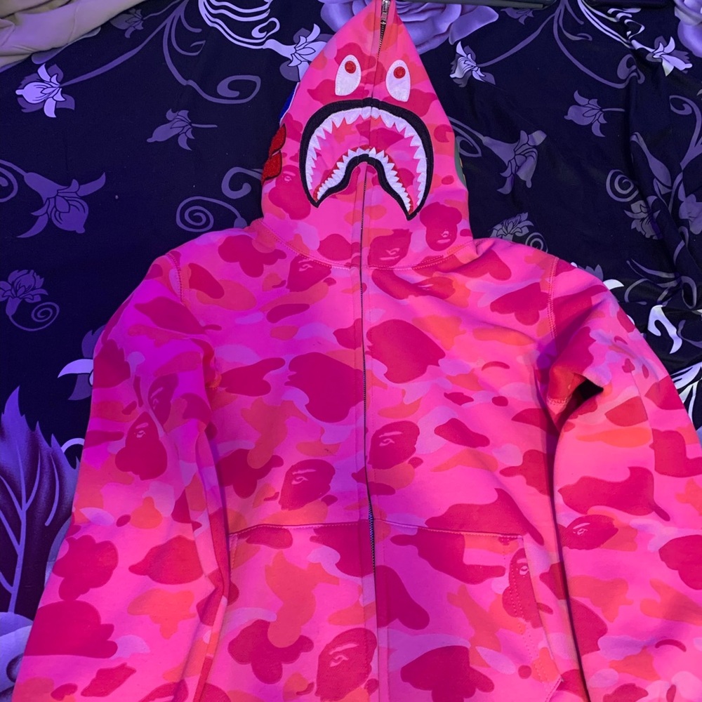 Pink bape hoodie